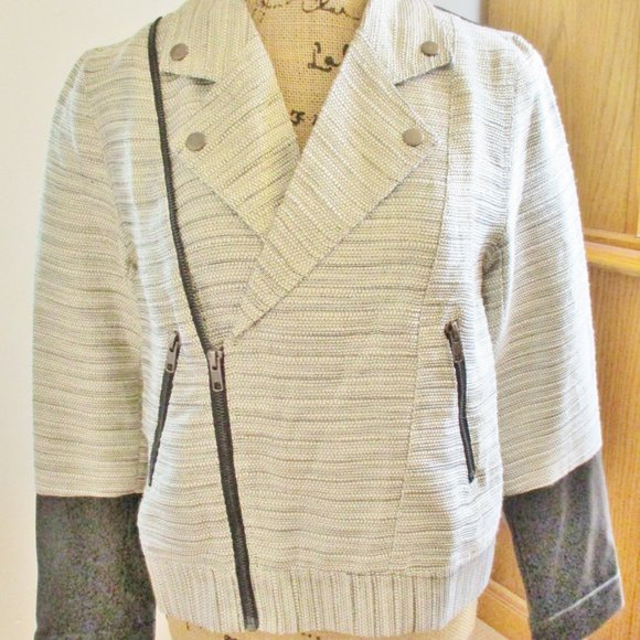 NWT Minkpink Silver Fox Motorcycle Style Jacket, Faux Leather Accents, Small - Picture 3 of 14